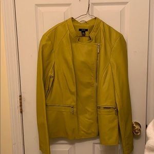 Lime Yellow Faux-Leather Alfani Jacket